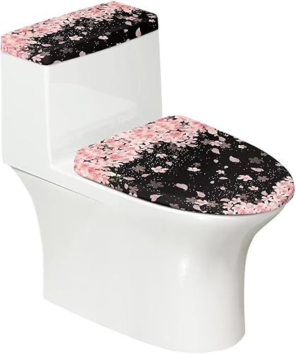 Gomyblomy Funda de inodoro con diseño de flores de cerezo, protector de asiento de inodoro de moda para mujer, cubierta universal para tanque de