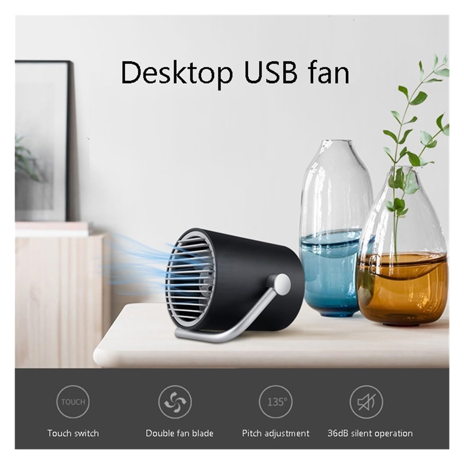 Przenośny Wentylator Chłodzący USB Mini Elektryczny Biurkowy Super Wyciszenie Na PC/laptop/Power Bank Letni Gadżet DC 5V Lekki(White Black Pink)