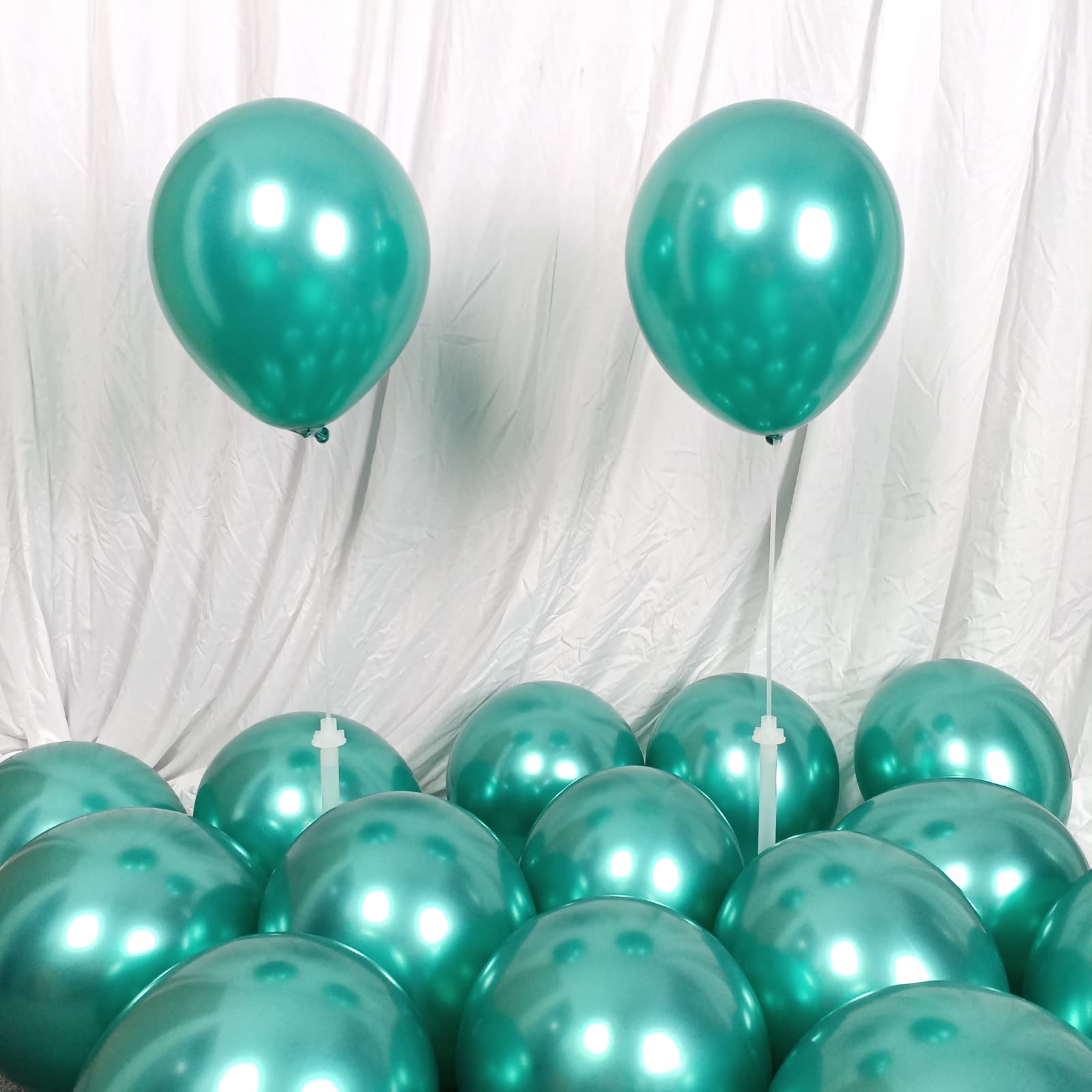 KIRIKOU Chrome Metallic Green Balloons 12 Inch 50 Pack Thick Latex Balloons for Birthday Wedding Anniversary Baby Shower Graduation Christmas Party Decoration Helium Balloons (Green)