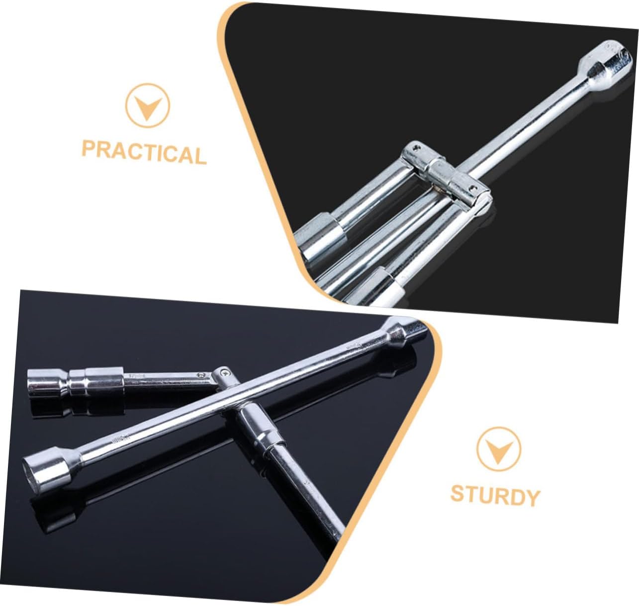 OUNONA 4 Way Folding Lug Wrench Steel Car Tire Repair Tool