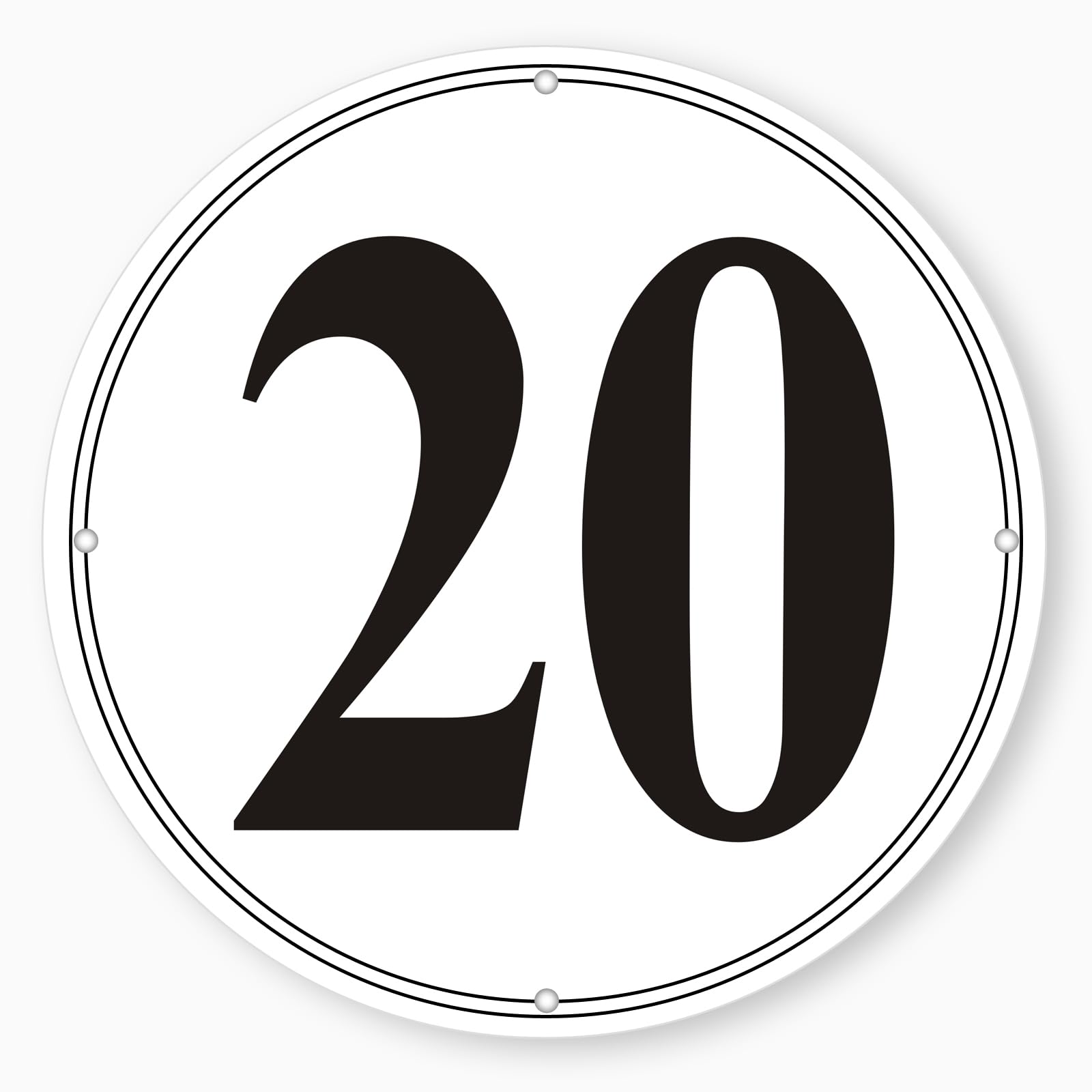 Premium Round Aluminum Number Signs 20-12" in Diameter Parking Spot Number Sign, Large Metal Numbered Signs Outdoor for Lot, Aisle, Tennis Court, Building, Dock, Field, Perforated, Weather-Resistant