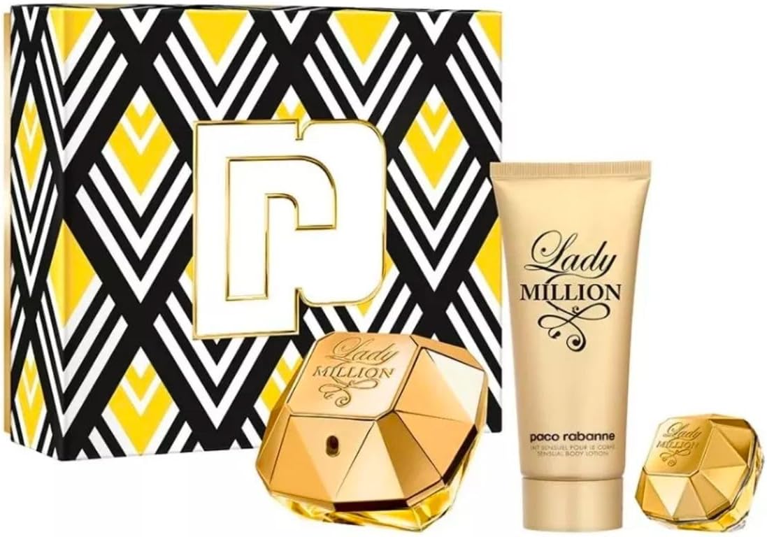 Paco Lady Million Set: EDP Spray 80ML + EDP 5ML + Body Lotion 100ML