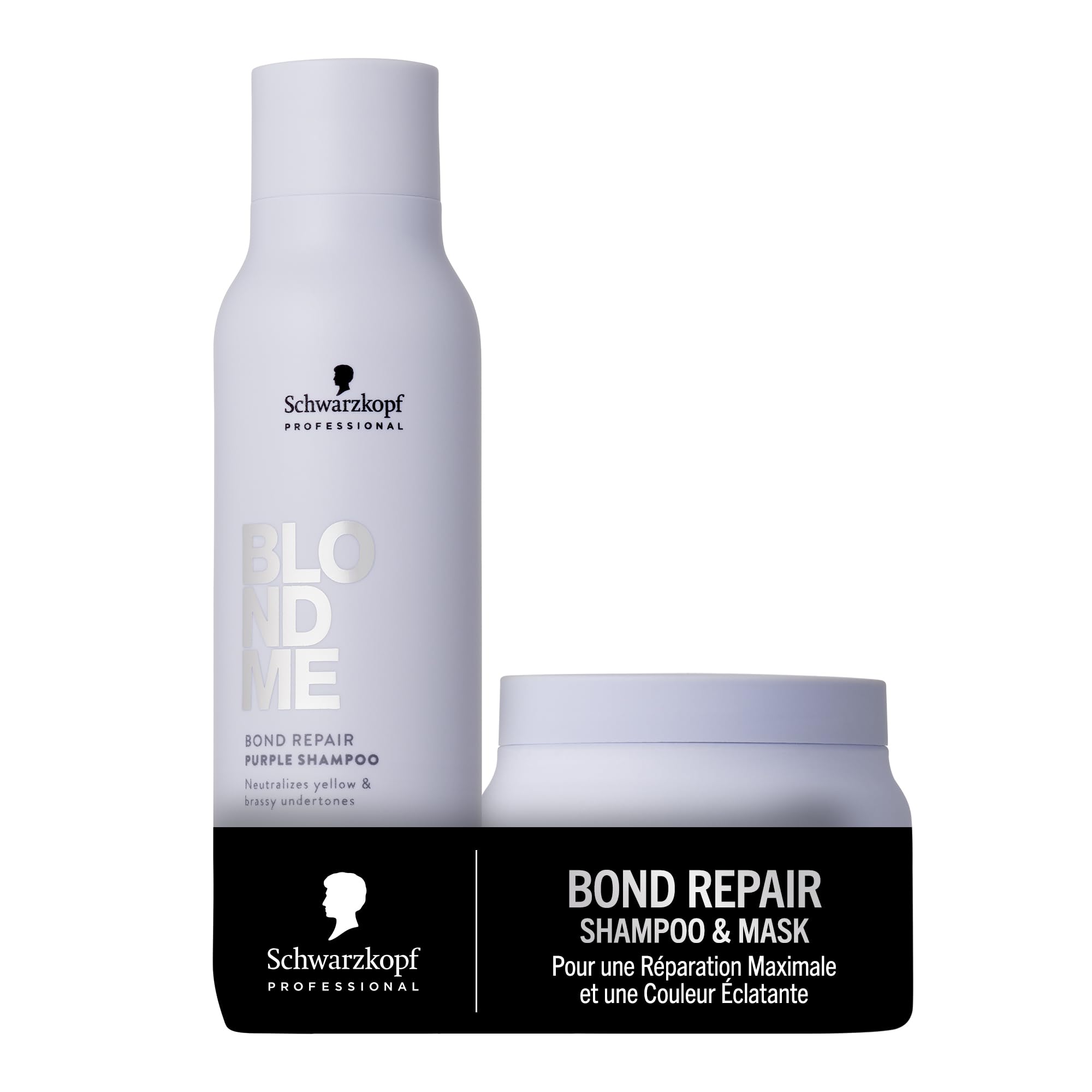 Schwarzkopf Professional BLONDME Bond Repair Shampooing Neutralisant & Masque Set pour Cheveux Blonds contre Reflets Jaunes Huile d'Amande et Bleuet 300 ml & 200 ml