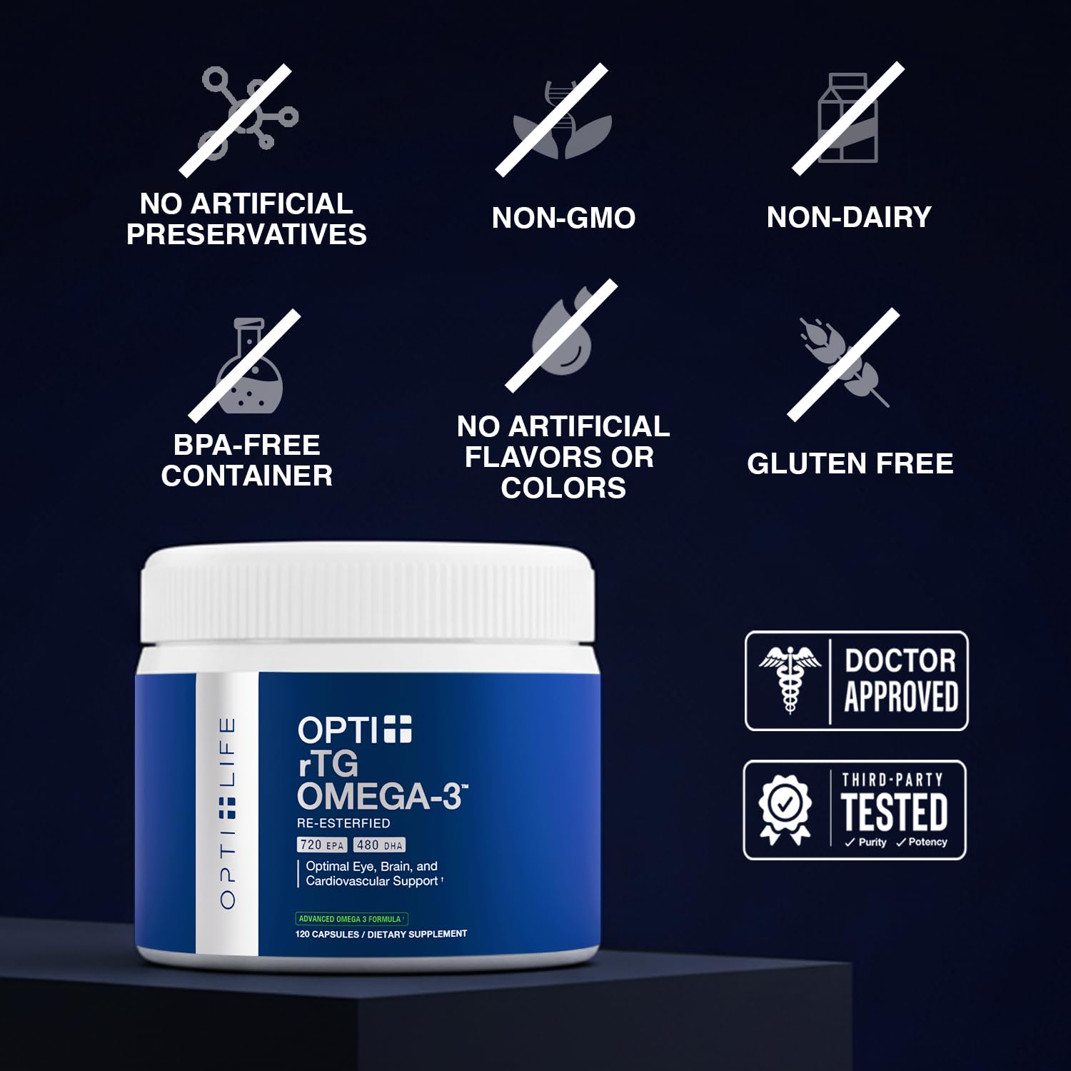 Opti + Life rTG Omega 3 Fish Oil 1200mg EPA DHA, Coated Softgels, 120 Ct — Amazon image 3
