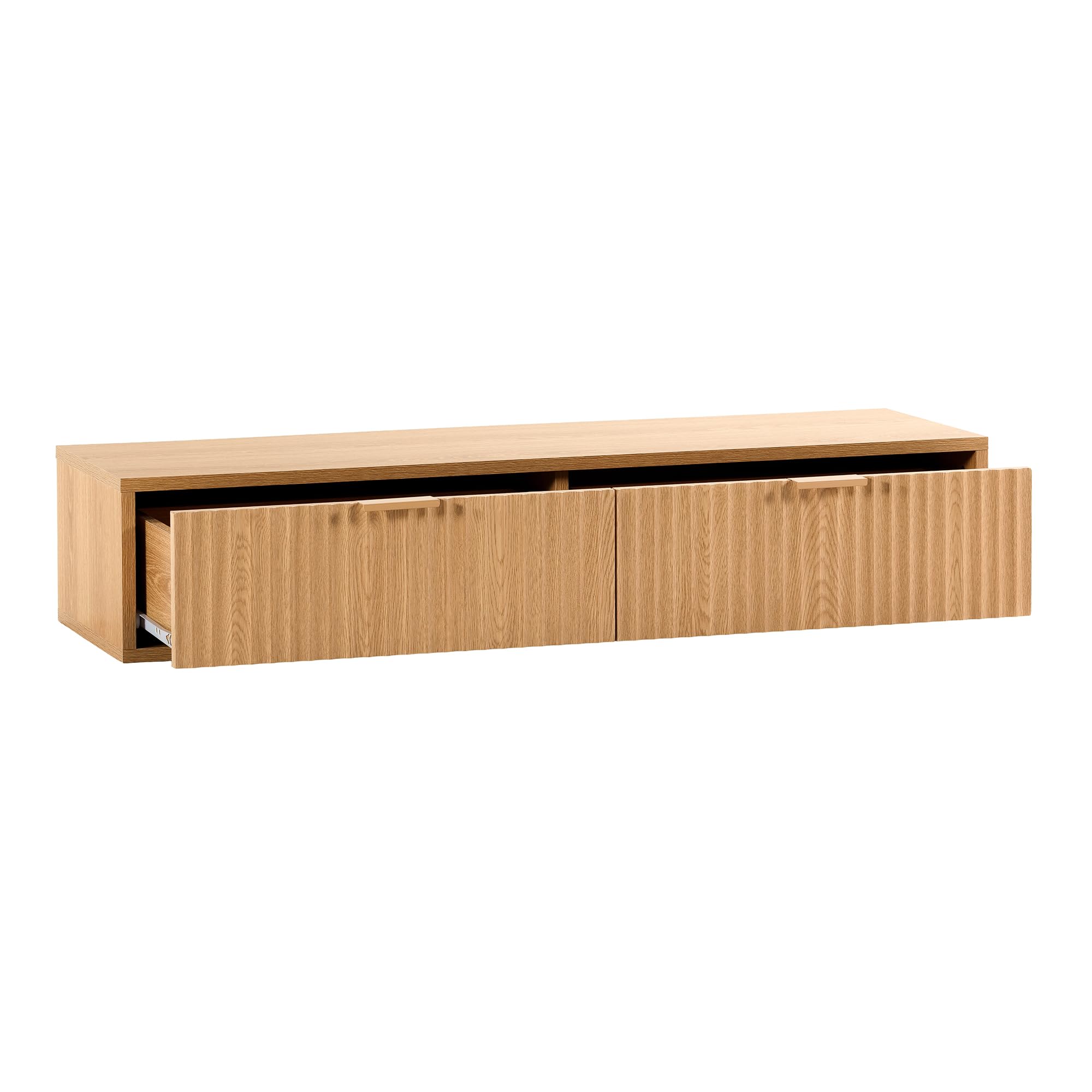 HOMN LIVING Consolle sospesa per ingresso Lluvia 2 cassetti colore Rovere, 100 cm (Larghezza) 30 cm (Profondità) 20 cm (Altezza)