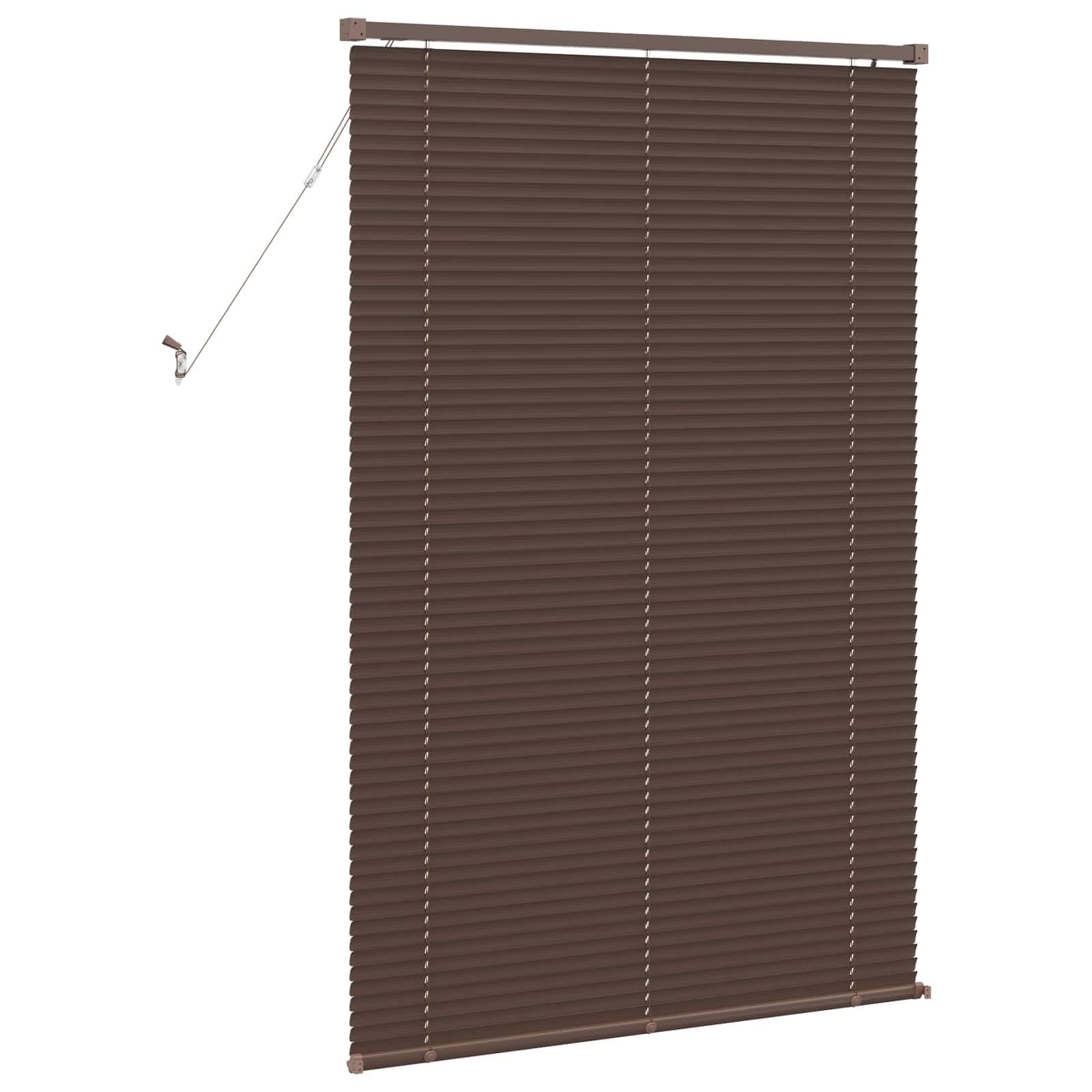 Tenda veneziana marrone scuro con motivo in PVC resistente, 150 x 80 cm, con kit di montaggio e clip di sicurezza, per finestre interne, privacy e regolazione della luce