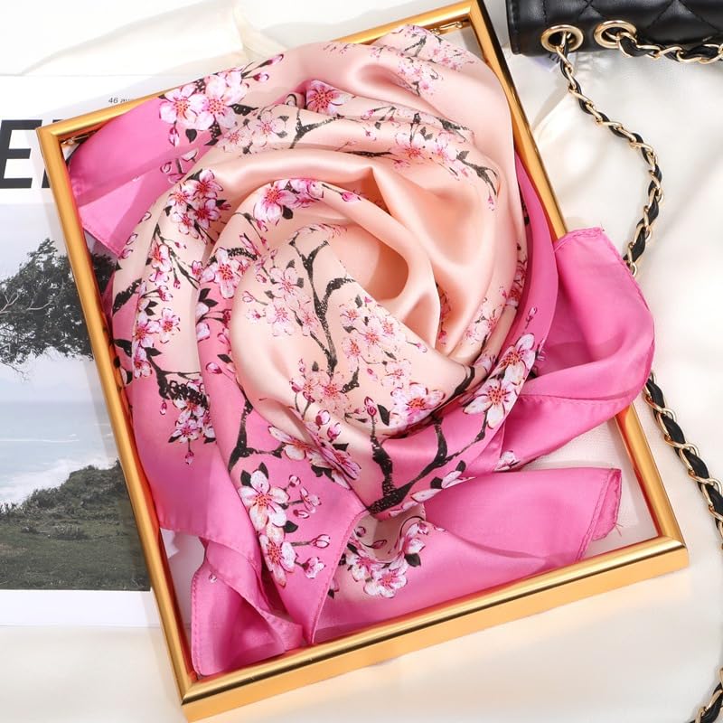 Chiffon Scarves Neck Scarf Cowboy Soft Smooth Satin Bandana Hair-Wraps Square 26 * 263