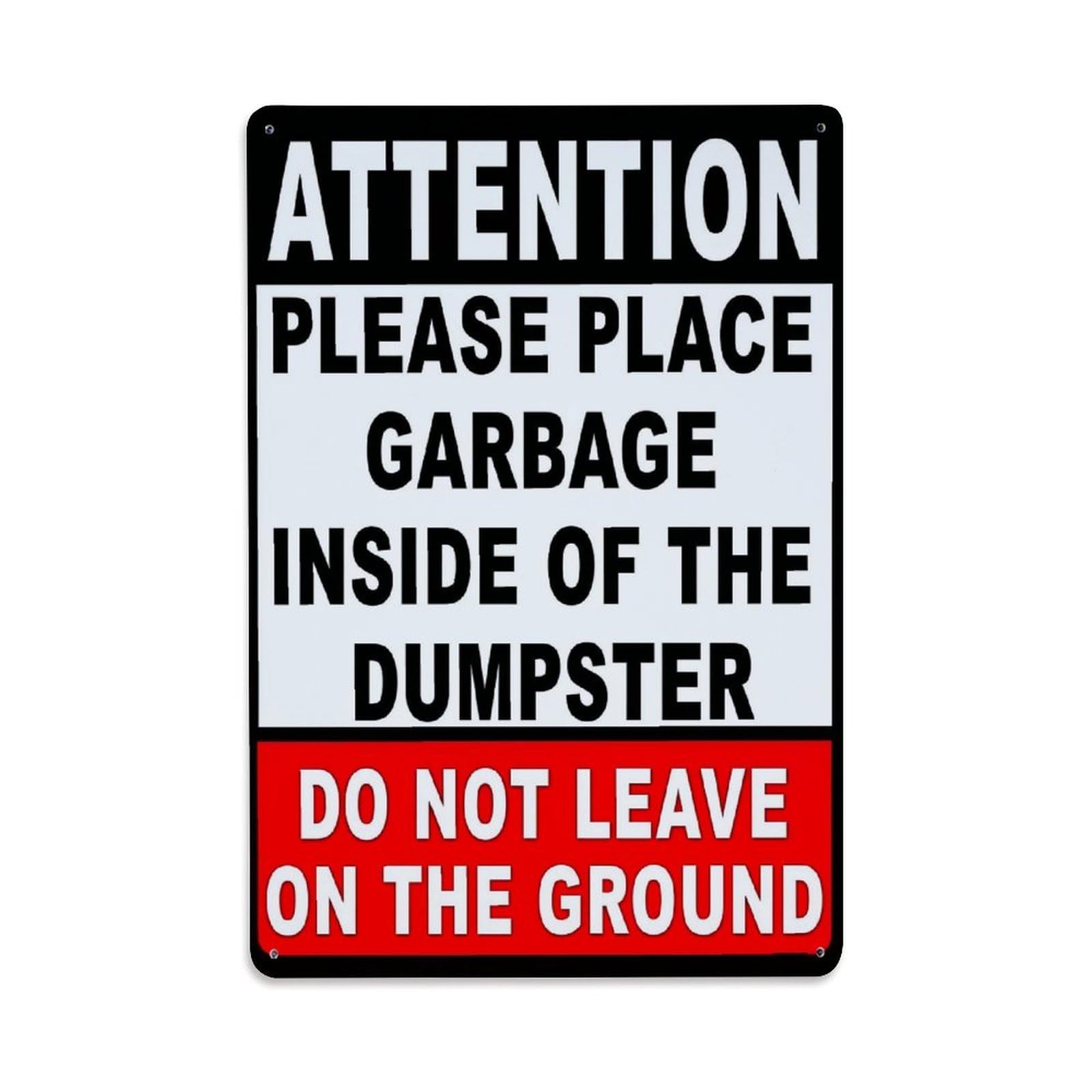 Jdfenggu Vintage Attention Please Place Garbage Inside Du_1lk8d Retro Metal Tin Sign, Metal Poster For Bar, Home, Man Cave, Kitchen, Laundry Room Art Decor 8X12 Inch