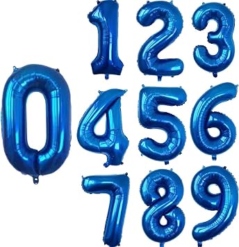 10 pcs 16" 0-9 Navy Blue Number Mylar Balloons Set Decoration