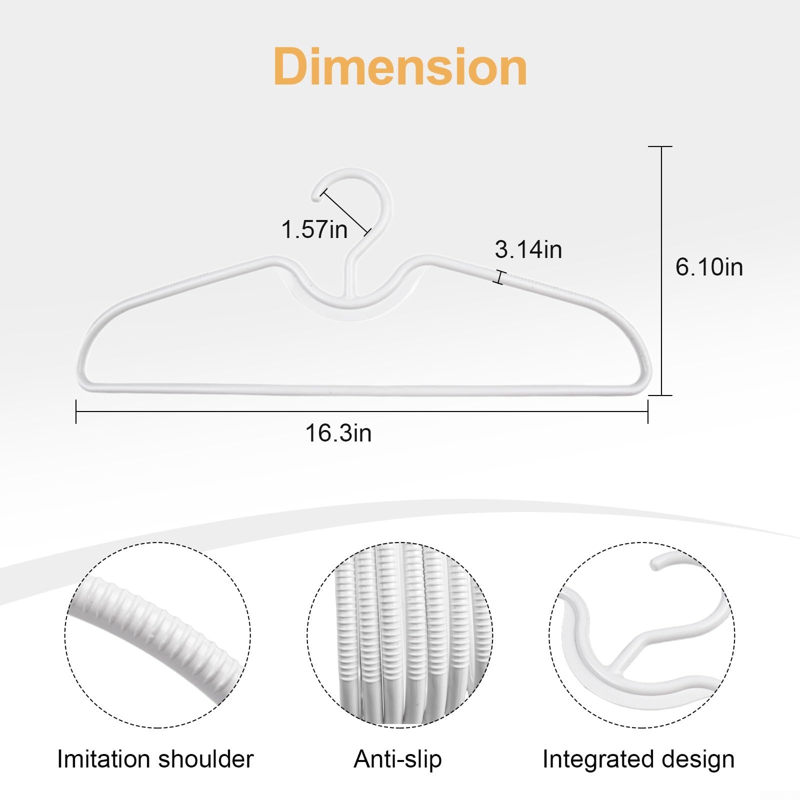 5/10/20Pcs Anti-Slip Plastic Clothes Hangers, Save Vertical Space, No Shoulder Bump Suit Hangers (20pcs)