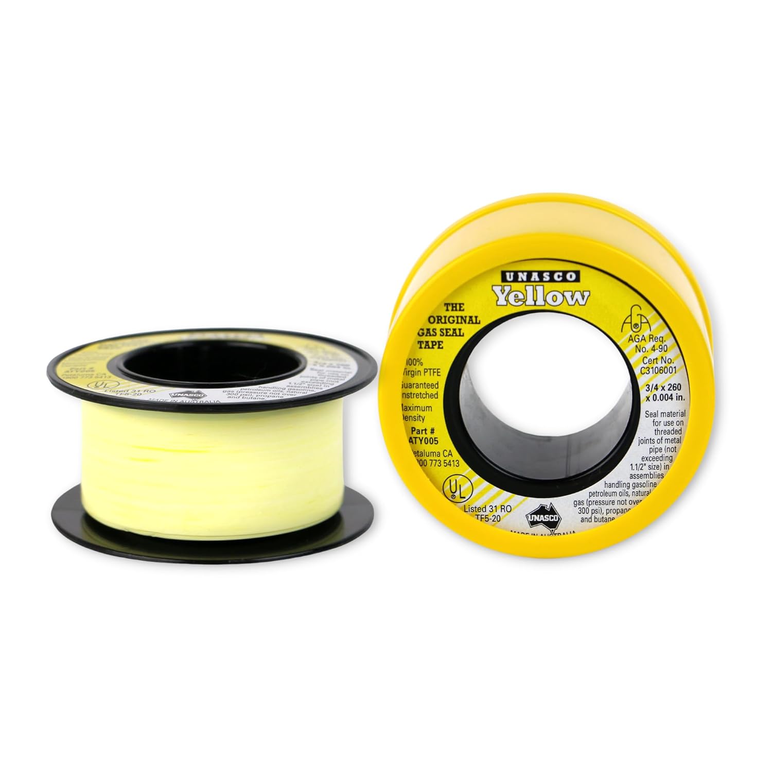 Yellow Gas Seal Thread Seal Tape (ATY0), 1/2 in. x 260 in. (Yellow) 6 Rolls
