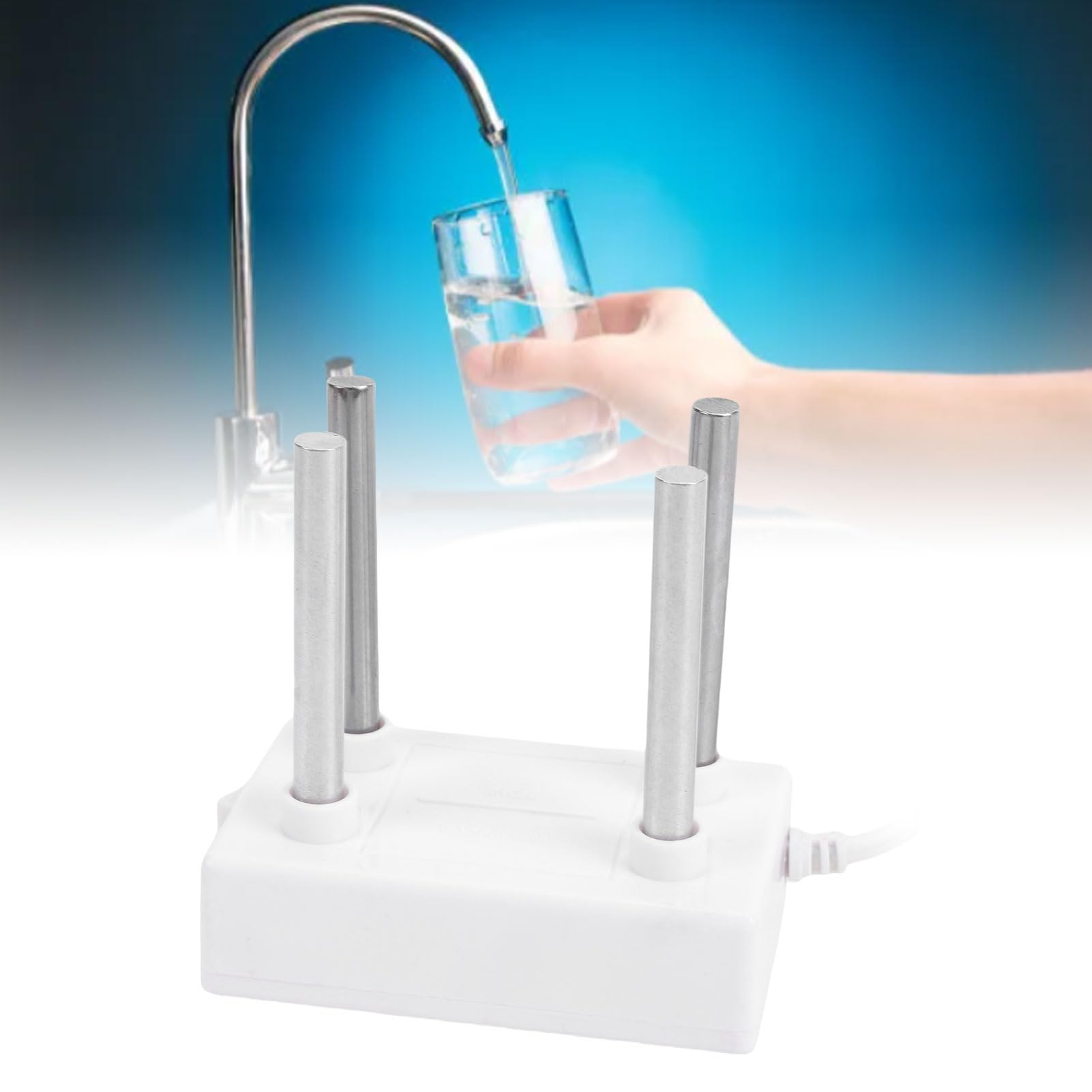 Bewinner Electrolizador de Calidad del Agua para el Hogar, Herramienta Portátil de Electrólisis TDS con Barra de Hierro, Analizador de Pureza de Agua Rápido y Preciso para Grifo, (Enchufe europeo