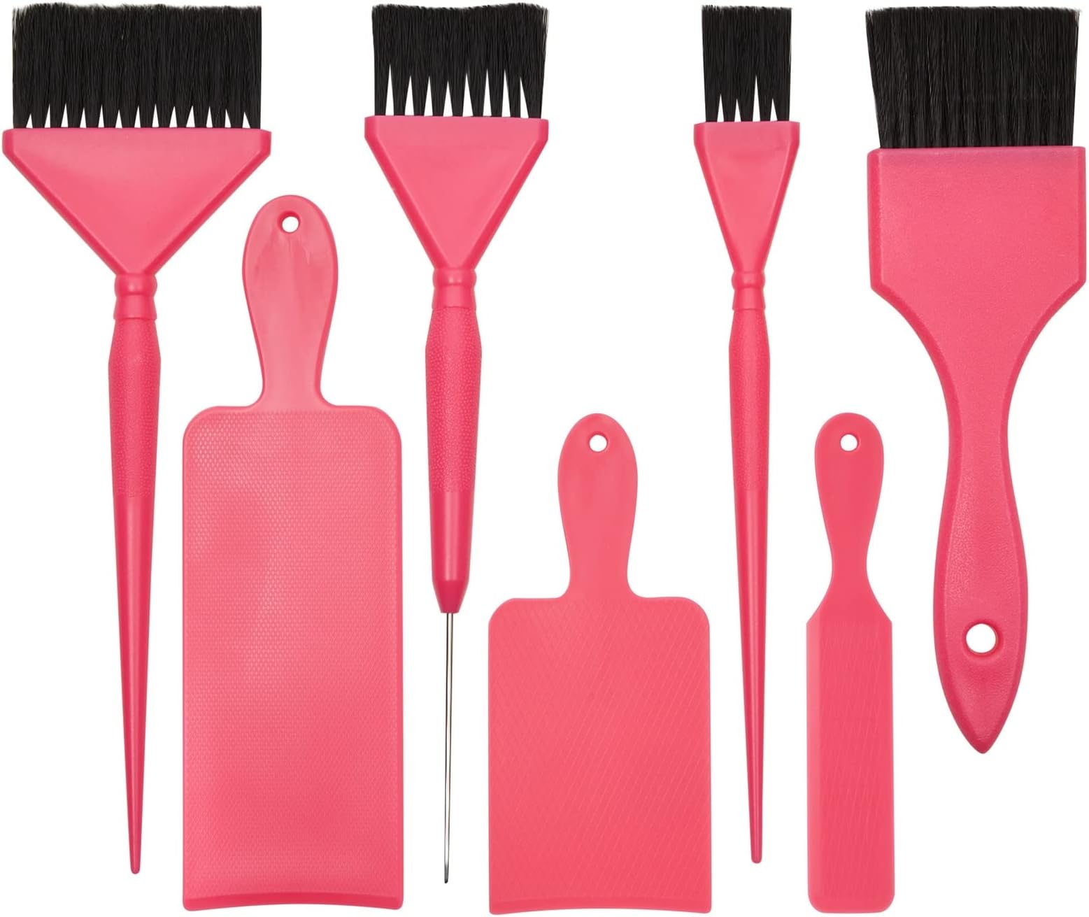 7 Piece Balayage Kit with Highlighting Board and Hair Dye Brushes in 3 Sizes for Women and Girls, Hair Stylist Professional Color Brushes, Hair Tinting and Coloring Kit (Pink)