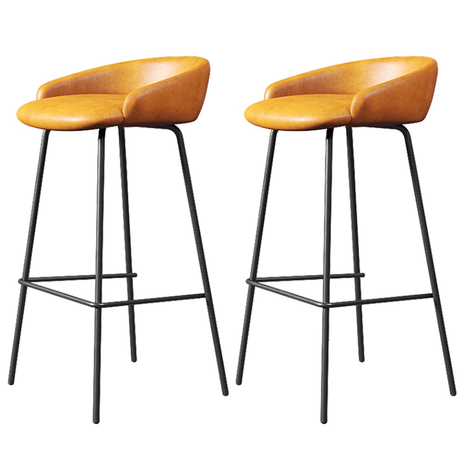 Tabourets de bar modernes en cuir rembourré avec base métallique