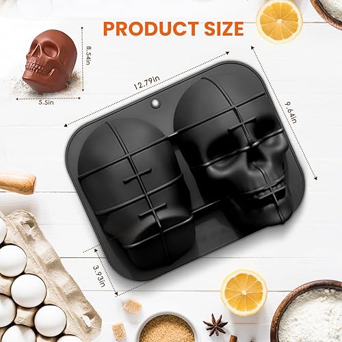 Miniatura 2 de Molde para hornear con calavera 3D para Halloween, molde grande de silicona de grado alimenticio para manualidades, decoración de Halloween, fiesta