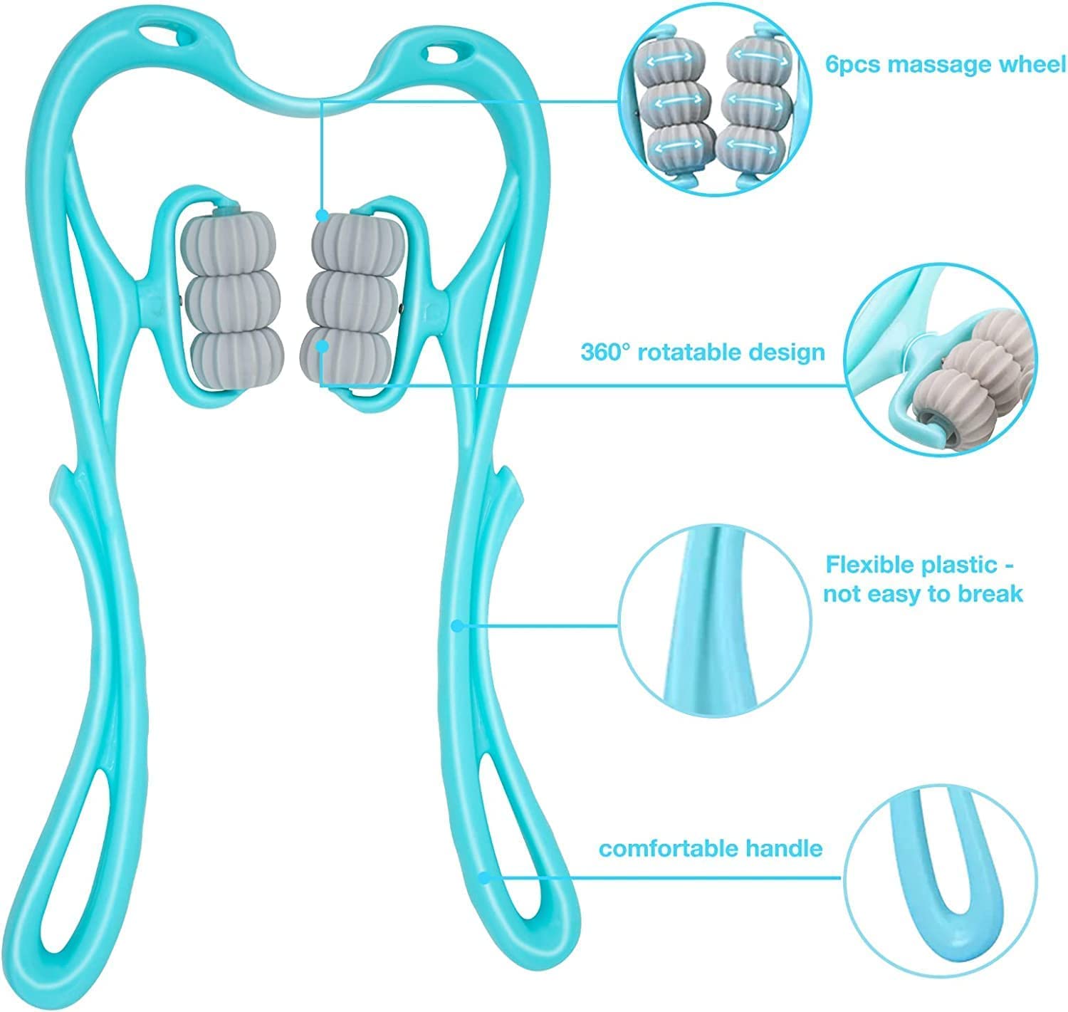GETZET Tissue Handheld Trigger Point Massage Tool For Pain Relief in Lightweight & Knee Legs Waist Neck And Shoulder Relaxer 6 Balls Point Roller Massager for Legs Waist Neck and Shoulder. 4