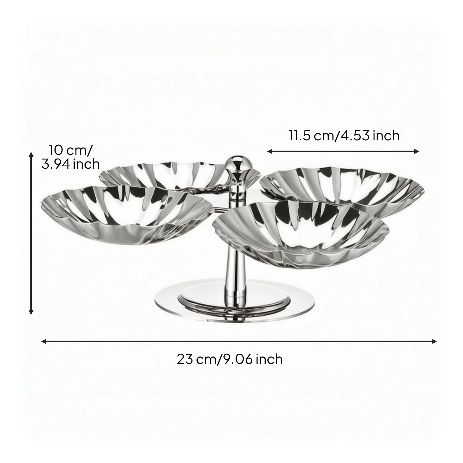 Milageto Plateau Trnant à Desserts En Acier Inoxydable Décoratif Support Service Rotatif Compartiments à pr Divertissement Quotidien