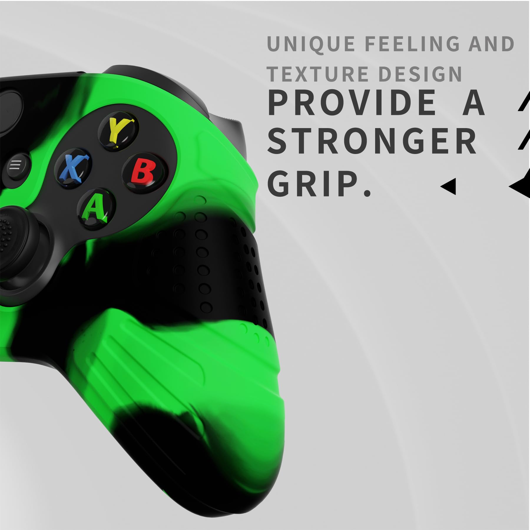 eXtremeRate PlayVital Funda de Silicona para Xbox Series X/S - Protector Antideslizante de Tacto Suave con 2 Tapas de Joystick, Material Duradero, Protección Completa - Edición Guardian (Verde Negro)