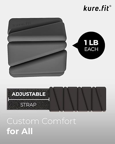 Miniatura 7 de kure.fit Juego de pesas ajustables para muñeca y tobillo, pares de 1 libra, versátiles para yoga, caminar, correr, barras, pilates, cardio y