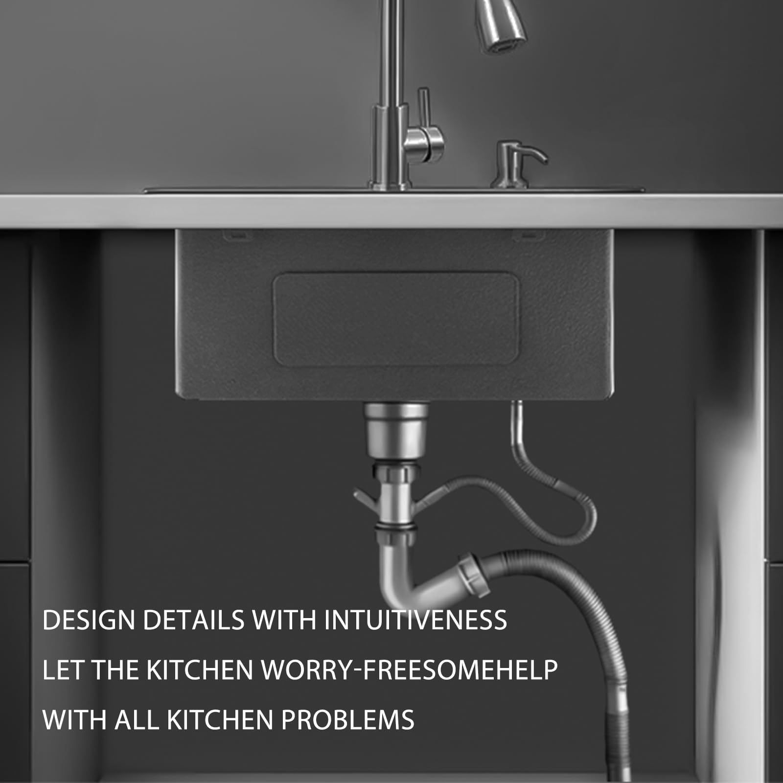 55 x 45 cm Or Evier Cuisine Inox 1 Bac avec Robinet de Cuisine Extractible, Petit Evier de Cuisine sous Plan/sur Plan avec Distributeur de Savon
