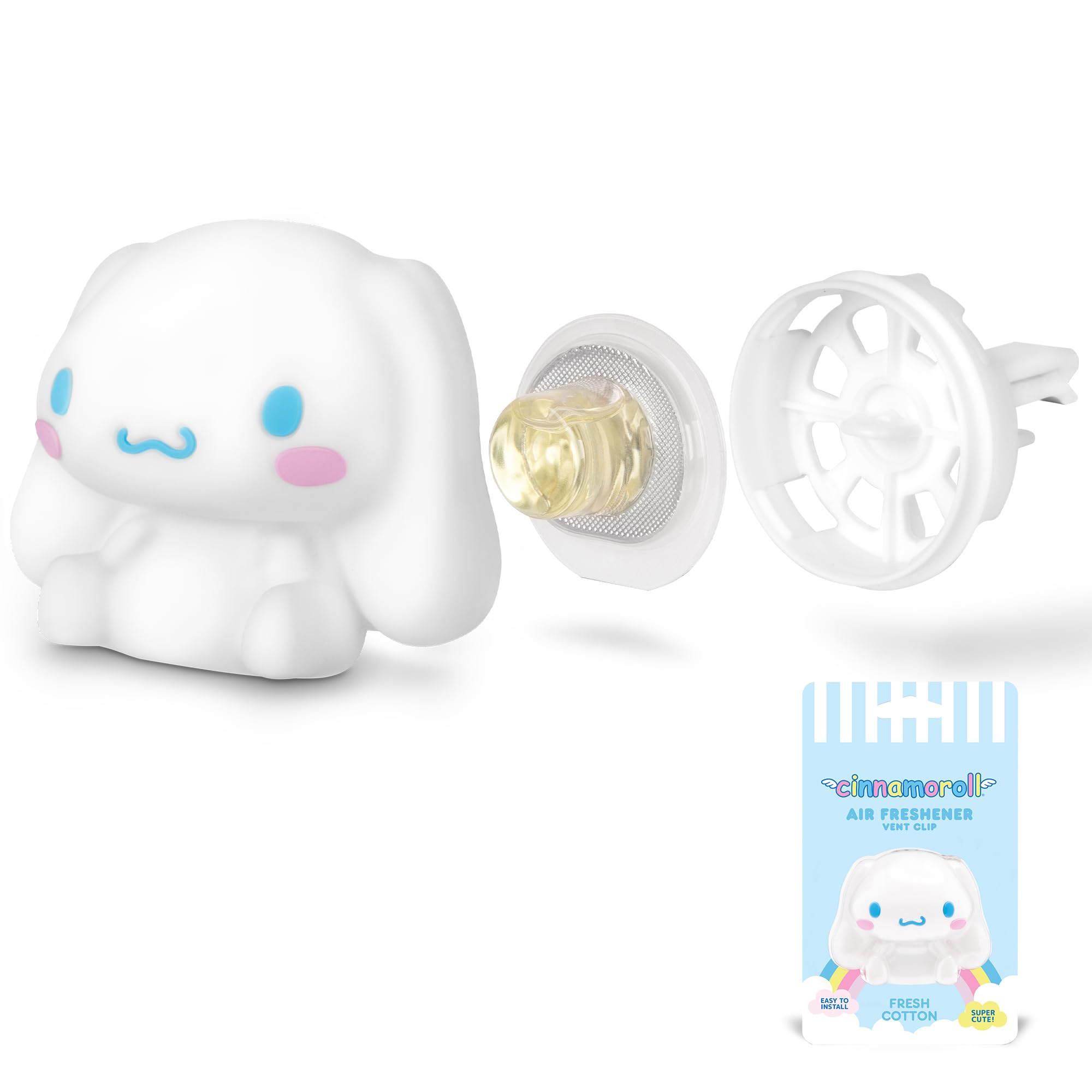 Carbella Hello Kitty Car Air Freshener – Cute and Long-Lasting Cinnamoroll Air Freshener for Car, Easy Clip-On Hello Kitty Car Accessories, Odor Eliminator, Fun Scents, 30 Days Freshness, White/Blue