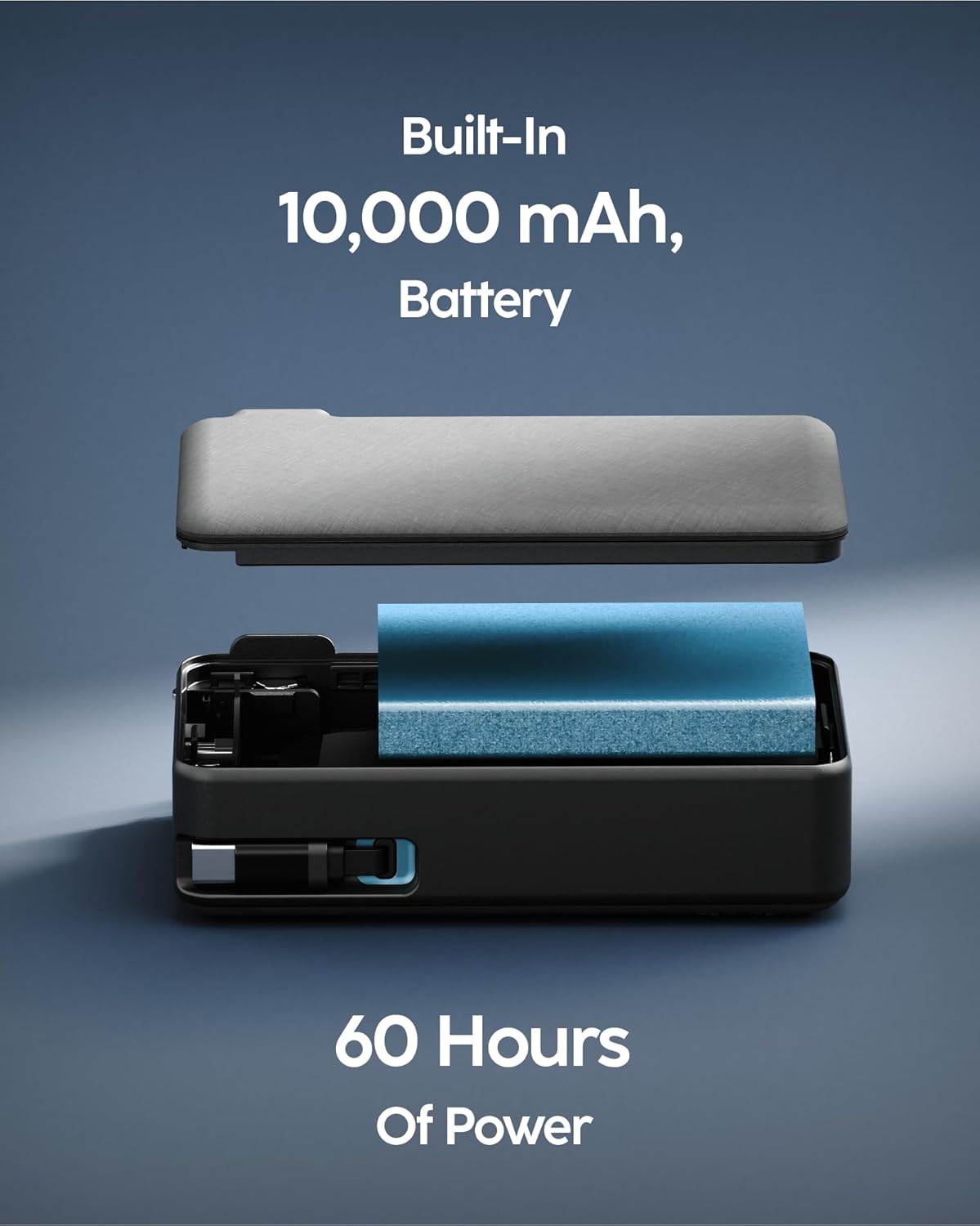 myCharge RetractaCharger 10000mAh Portable Charger Power Bank with 28-Inch Retractable USB-C Cable | Premium Fabric | Built-in Wall Plug | 30W PD Fast Charging | USB-C/A Ports | Digital Display