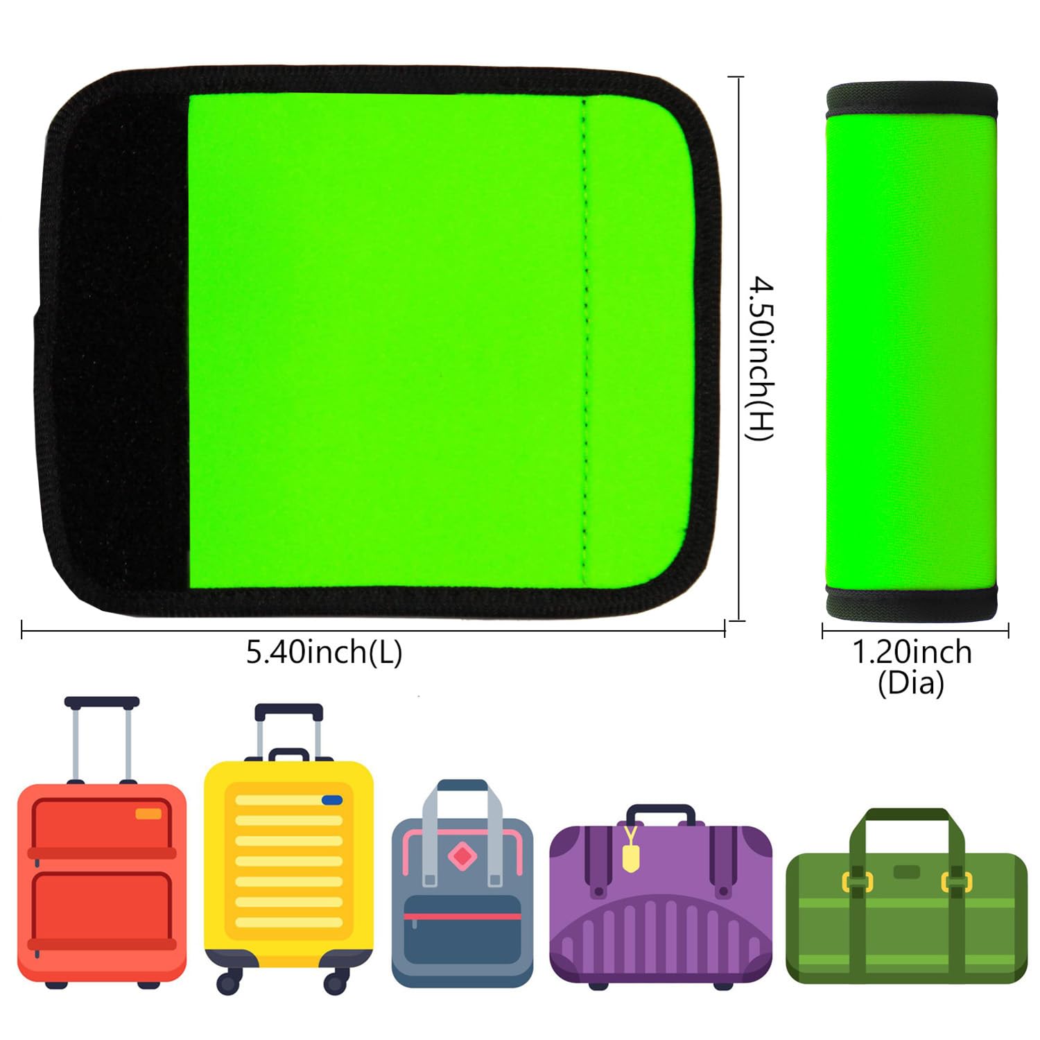 Paquete de 12 envolturas de asa de equipaje a granel para maletas, envolturas de neopreno para asas, cubiertas, empuñaduras para transporte, bolsa, accesorios de viaje en coche para equipaje
