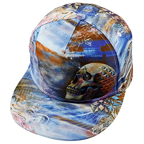 Samtree Unisex Snapback Hats,Adjustable Printed Hip Hop Flat Bill Baseball Cap (Skull)