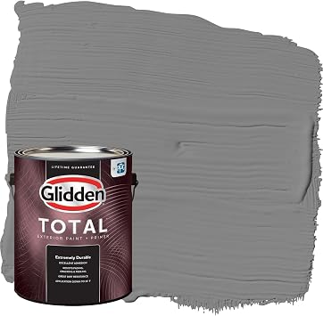 Glidden Total Exterior Paint & Primer All-in-One, Dover Gray/Gray, Flat, 1 Gallon