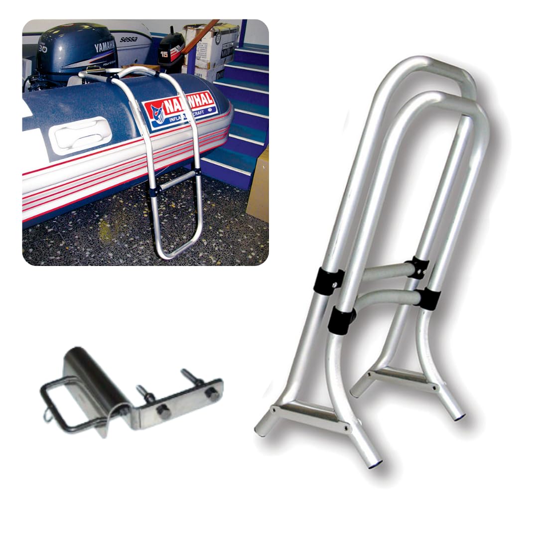 Escalera de Baño para Embarcaciones Neumáticas, Inflables, Semirigidas, 2 Peldaños, Aluminio