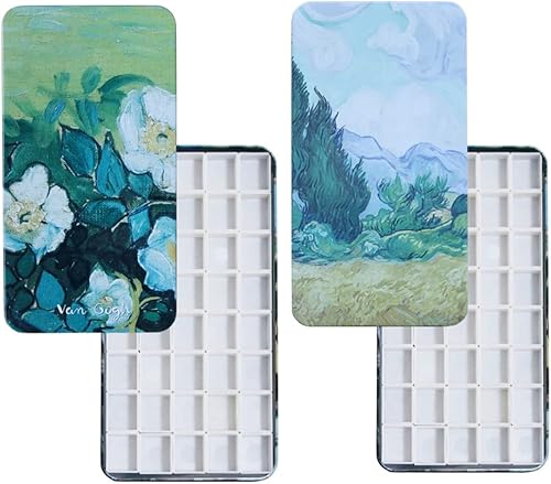 FCLUB Paleta de acuarela vacía, 40 pozos con tiras magnéticas y 2 ligeros