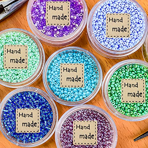 Hybsk Kraft Handmade Stickers With Black Font 1 Inch Square Total 1,000 Adhesive Labels Per Roll #TOP4