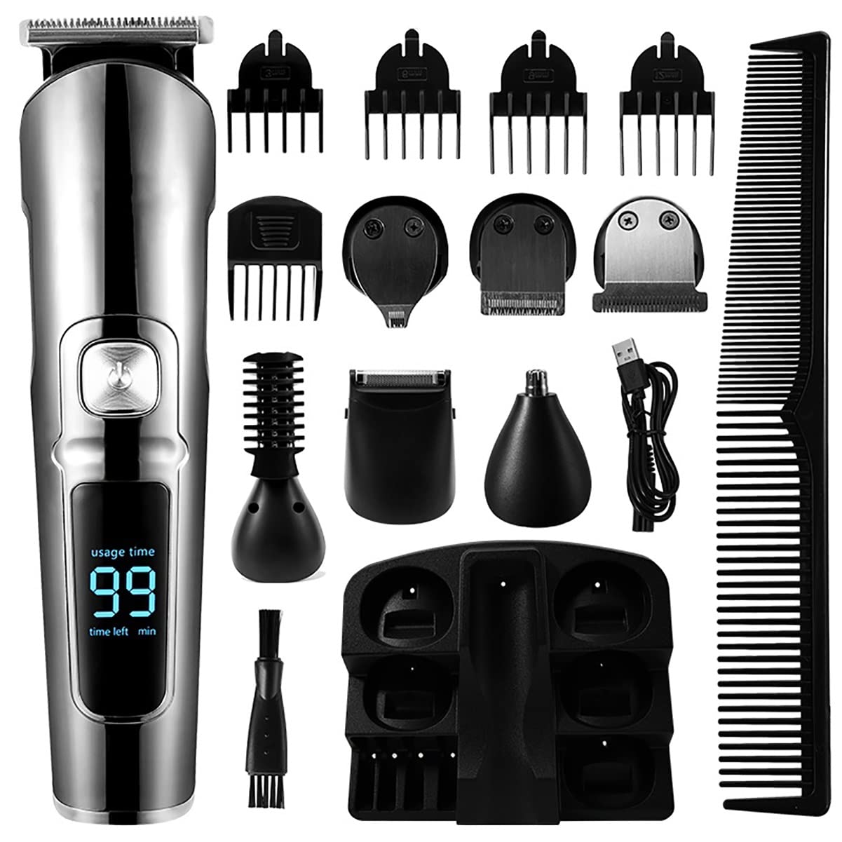 Professional Hair Clippers for Men, 6 in 1 Barber Hair Clipper Professional Hair Trimmer For Men Beard Electric Cutter Hair Cutting Machine Haircut Cordless Corded