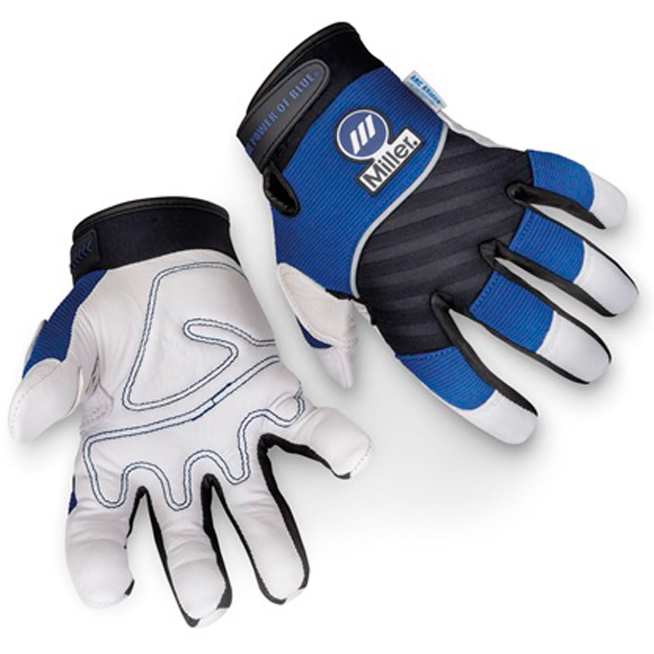Miller Electric Welding Gloves, M, 5In, White/Blue/Black, PR: Work