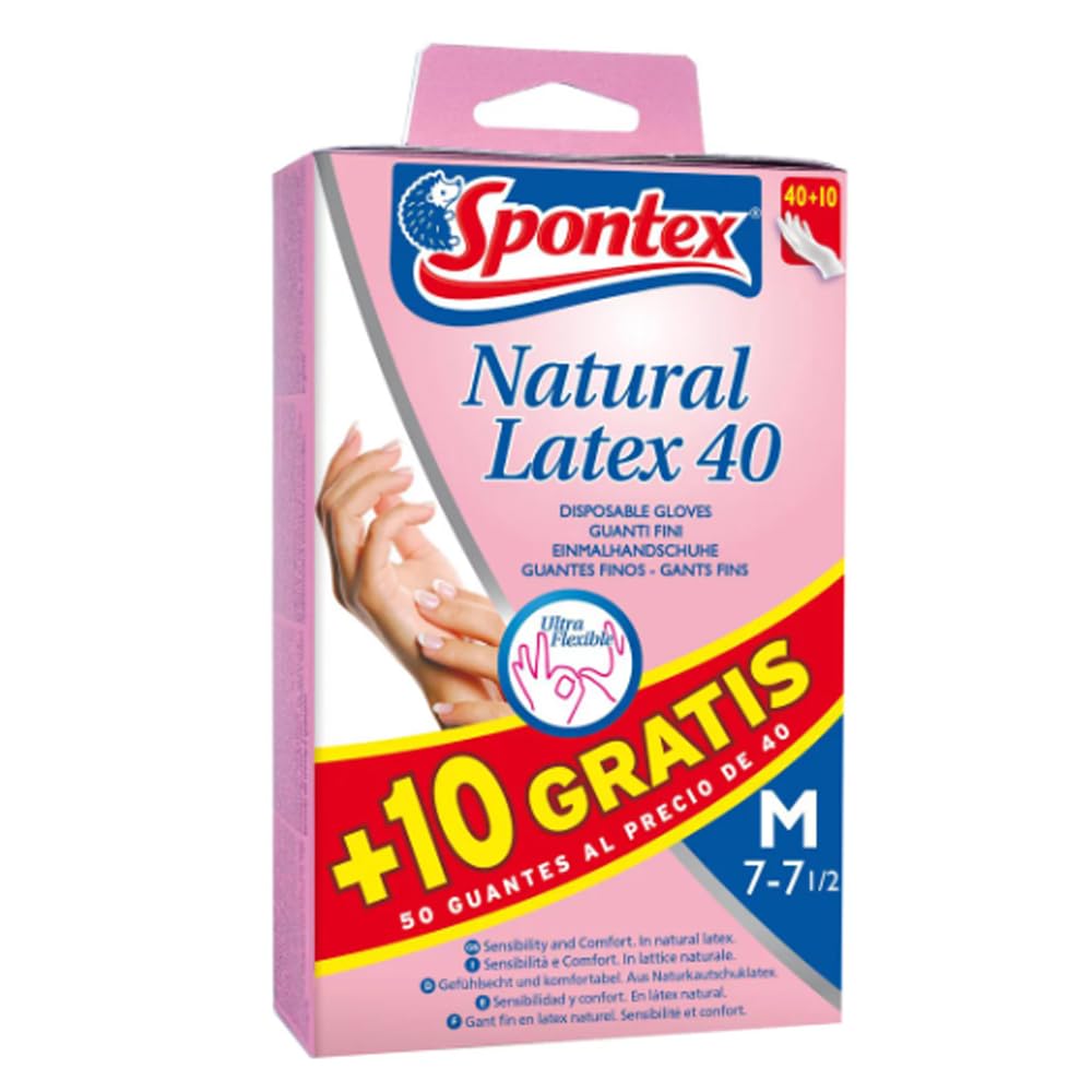 Guanti in lattice e cotone, fini, taglia M, 7-7½, 40 + 10 pezzi, B1SM. Confezione da 4 pezzi.