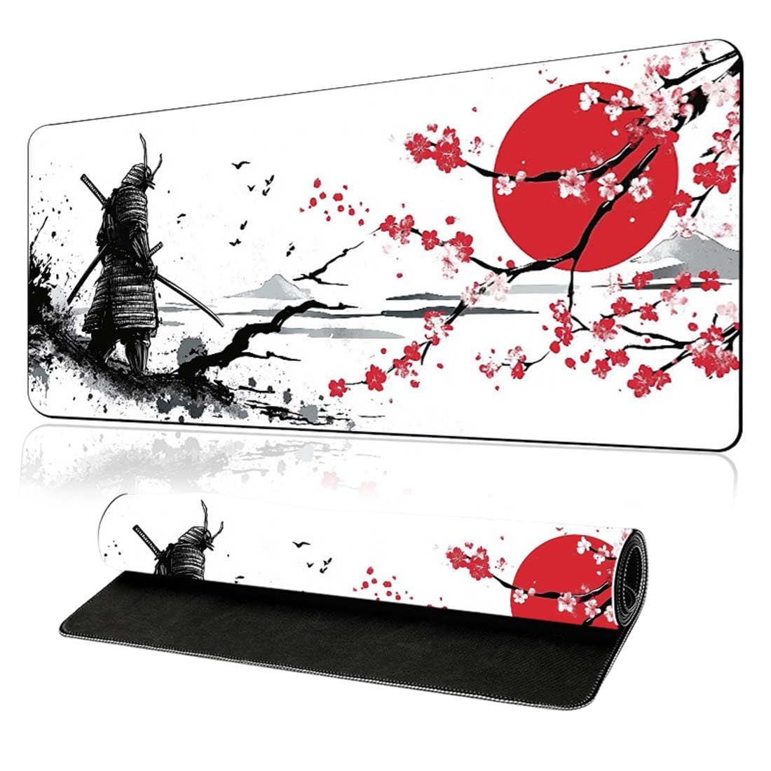 Gaming Mouse Mat Xxl 1 Unit 60 x 30 x 0.2 cm Stitched Edges Waterproof Non-Slip for PC Macbook Laptop Colours Black White Red