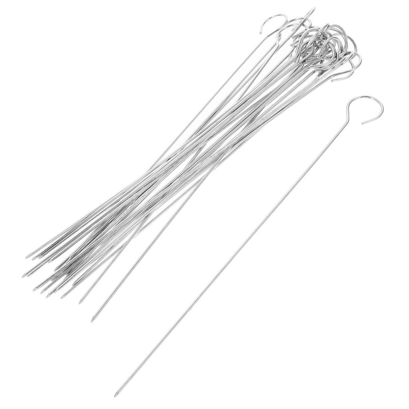 HEMOTON 25PCS Heavy Duty Reusable Bbq Sticks for Grilling Chicken Shrimp Vegetables Easy to Clean Kabob Sticks for Outdoor Cooking Camping and Parties