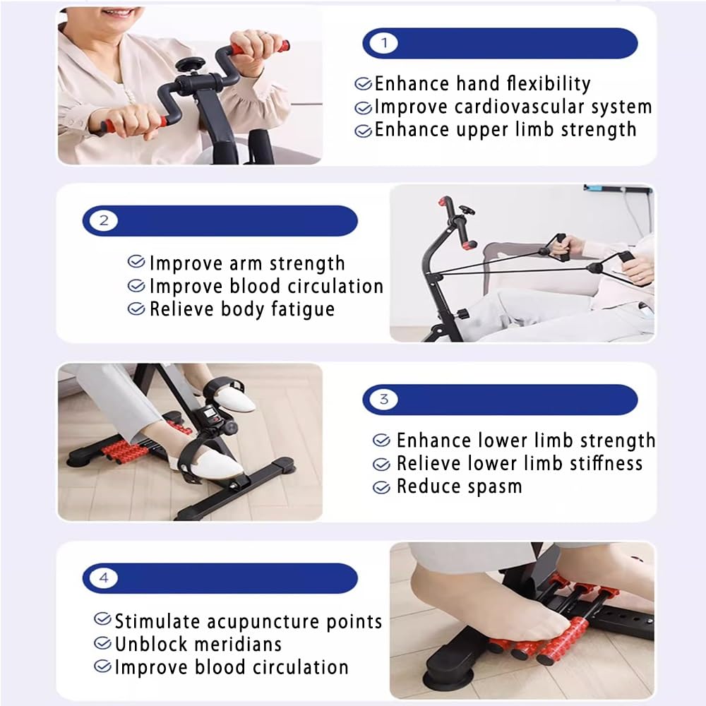 Inteligentny dom, przenośny, składany pedał do ćwiczeń z wyświetlaczem LCD, regulowany opór do rehabilitacji osób starszych i ćwiczeń ramion i nó