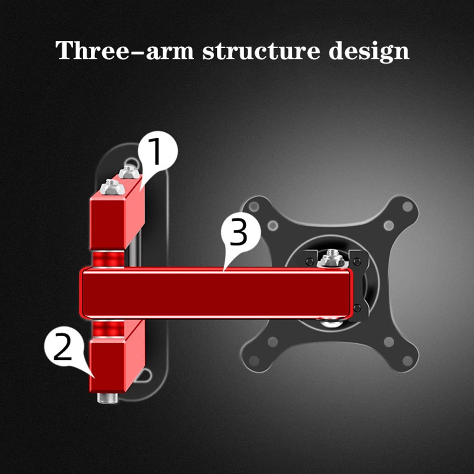 Soporte de pared para monitor de triple brazo ajustable para pantallas de 14 a 27 pulgadas, VESA 75 x 75/100 x 100 mm, construcción de acero