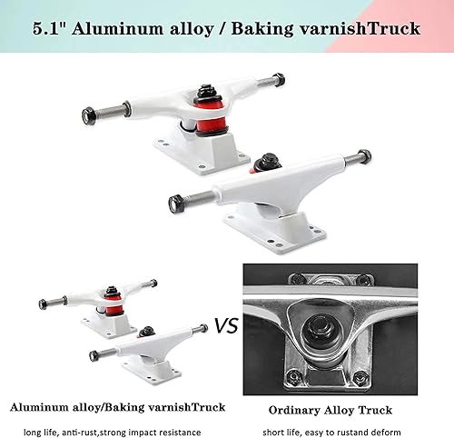 Miniatura 6 de Patinetas de anime para niñas patineta estándar completa rosa 31 x 8 pulgadas tablas de patinaje cóncavas de doble patada de arce para principiantes