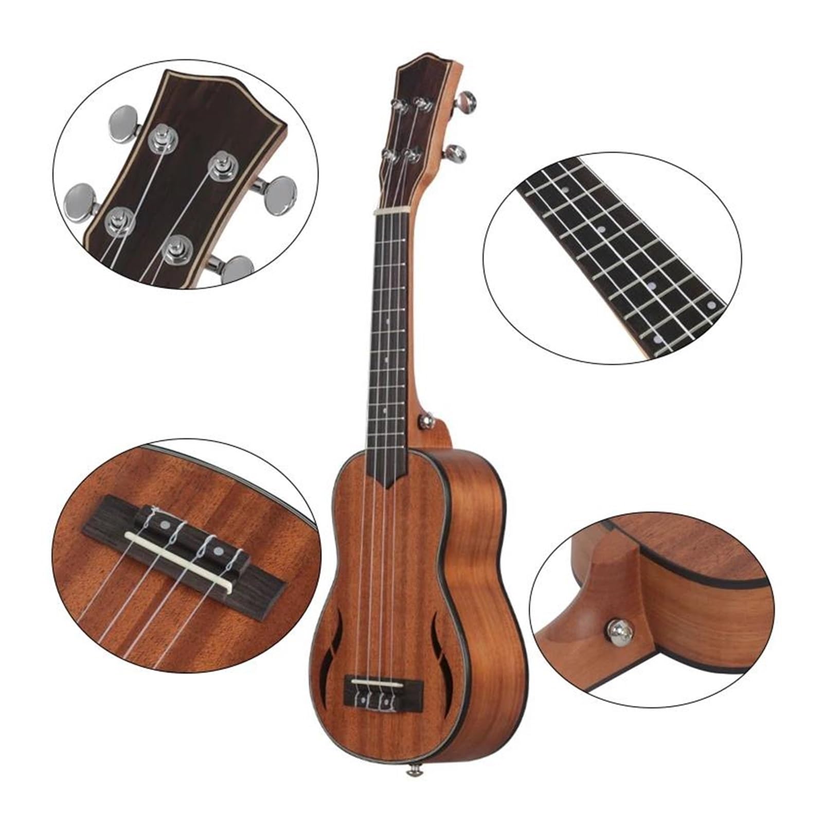 Set Ukulele Da 21 Pollici Strumento Professionale Per Principianti Per Adulti In Legno A 4 Corde Ukulele