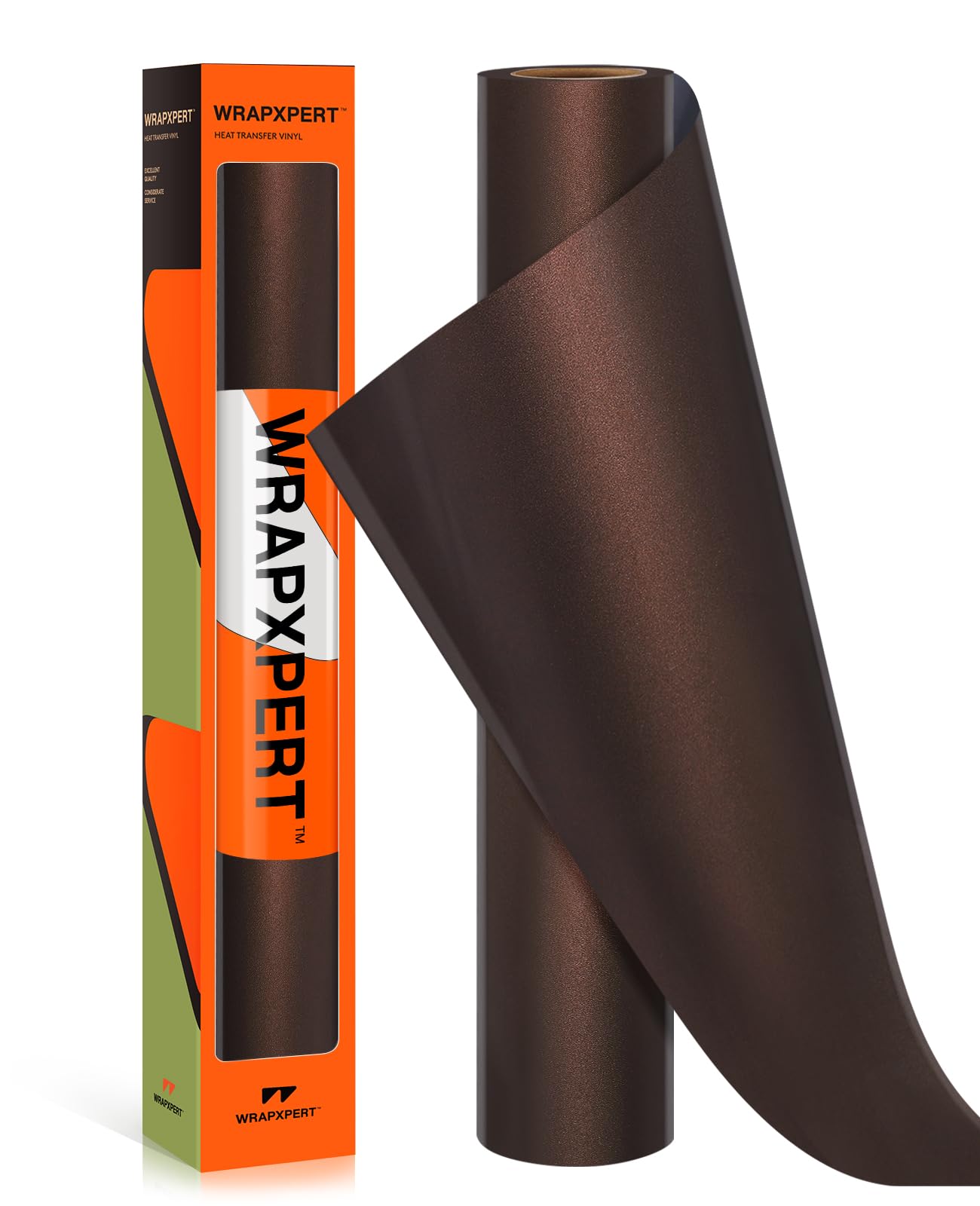 WRAPXPERT Mocha Brown HTV Heat Transfer Vinyl Roll,12''x5ft Brown Iron on Vinyl, Heat Press Vinyl for T-Shirts,Fabrics,Easy to Weed & Cut