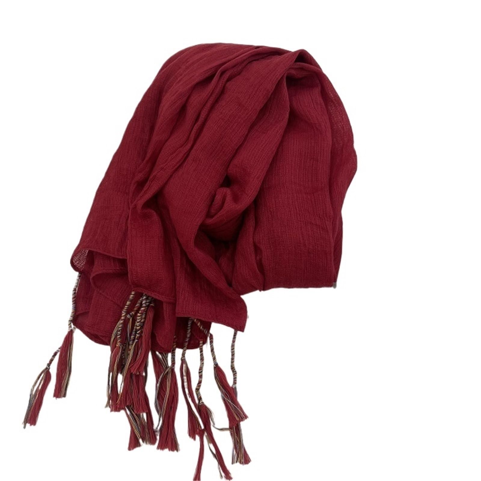 Aejhsin Men's Color 01 Cotton Linen Scarf Cotton Linen Scarves Retro Tassels /Wo Travel Sunscreen Large Shawl Soild Color Decorative Shawls Bandanas(Color 01)