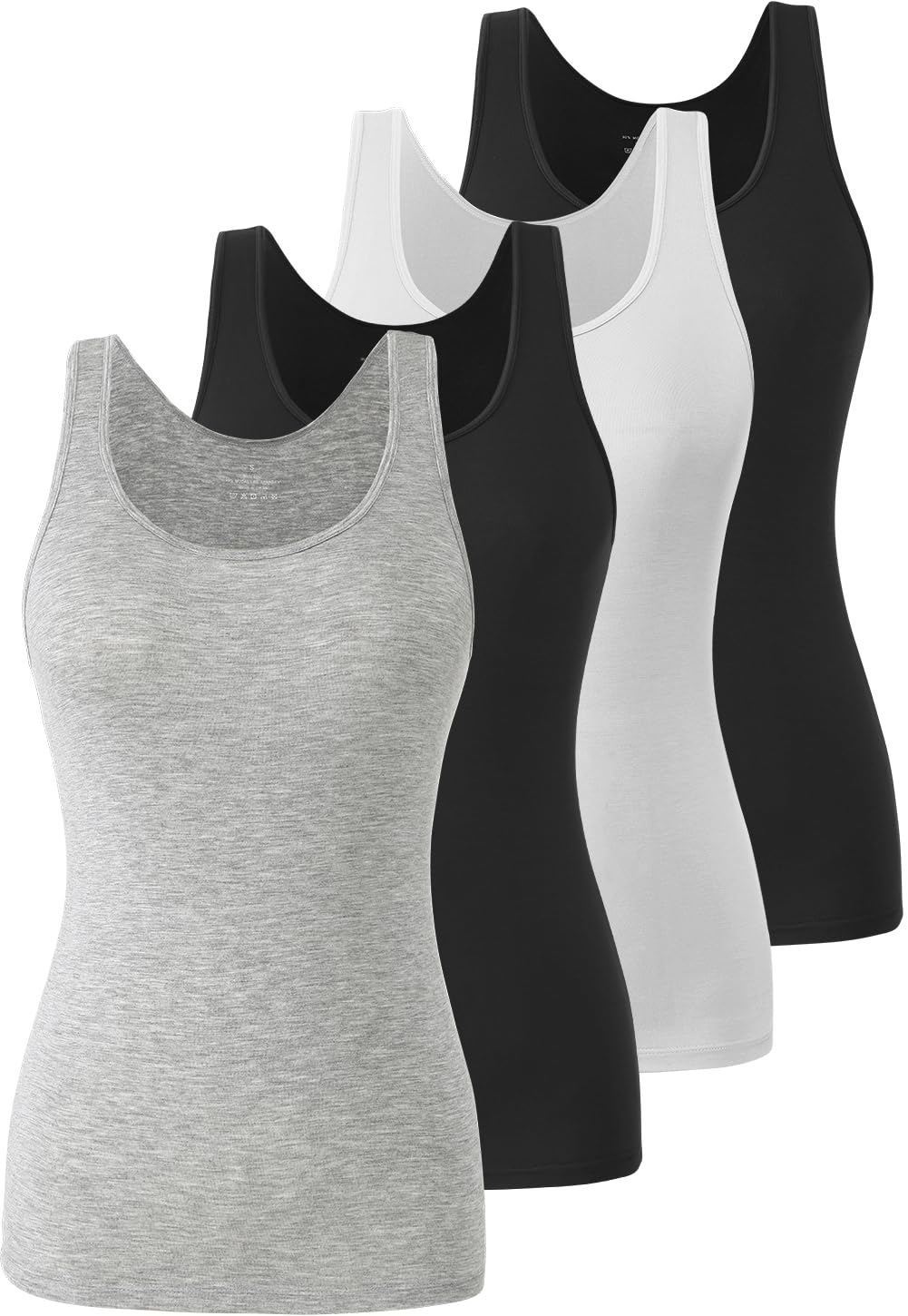 Air Curvey 4 Pcs Tank Tops for Woman Sleeveless Basic Undershirt Layering Tanks