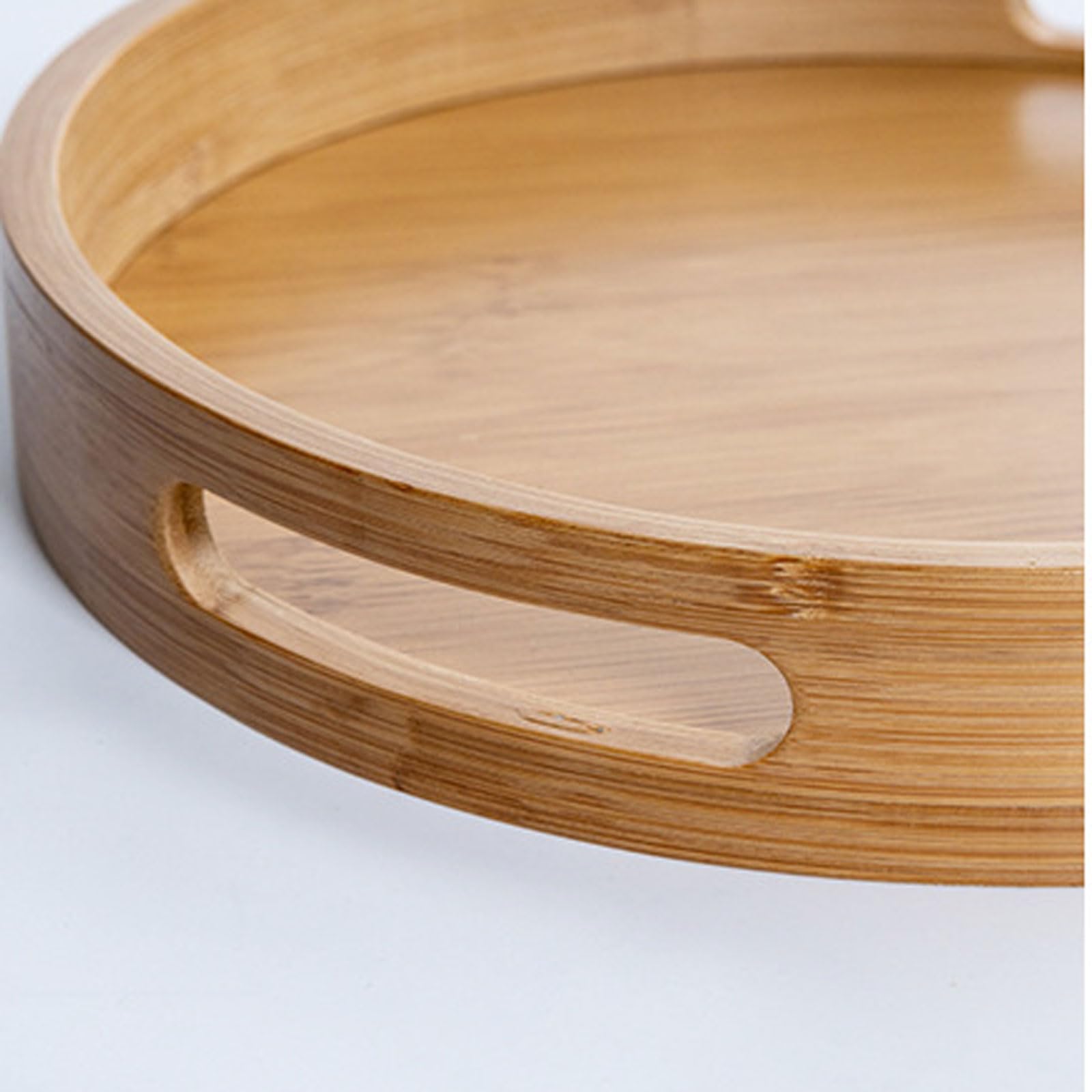 Juego De Bandejas Para Comida Redondas De Bambú, 4 Uds., (grande, Mediano, Pequeño, Extra Grande), Juego De Bandejas Para Comida De Bambú, Bandeja De Madera Con Asas, Bandeja Para Comida