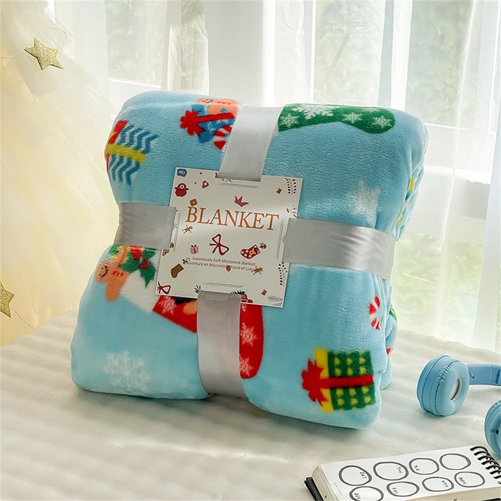 Navidad Manta de Franela para Sofa y Cama, Suave Invierno Mantas Polar, Colcha de Microfibra Cálida, Colchas Mantas para Cama (Medias navideñas,70x100cm)