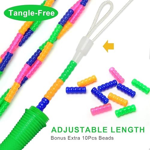 Miniatura 4 de Coolrunner Cuerda de saltar de 16 pies de largo (1 paquete), cuerdas de saltar holandesas dobles, cuentas suaves para niños adultos, plástico