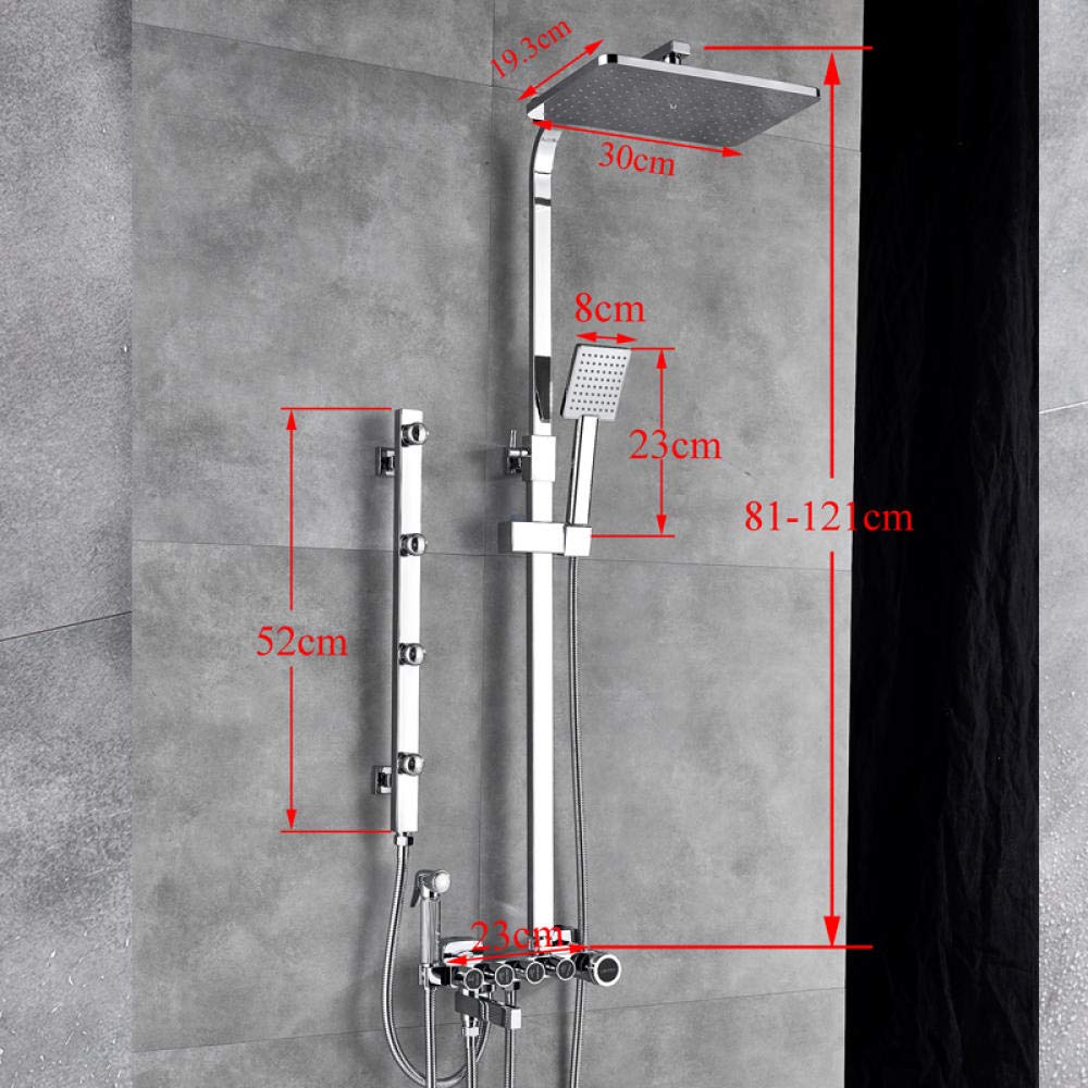 Set di rubinetti per Doccia in Ottone, Miscelatore con Pulsante a 5 Vie, getti idromassaggio Spa, Bidet, Set per Vasca, Nero Dorato