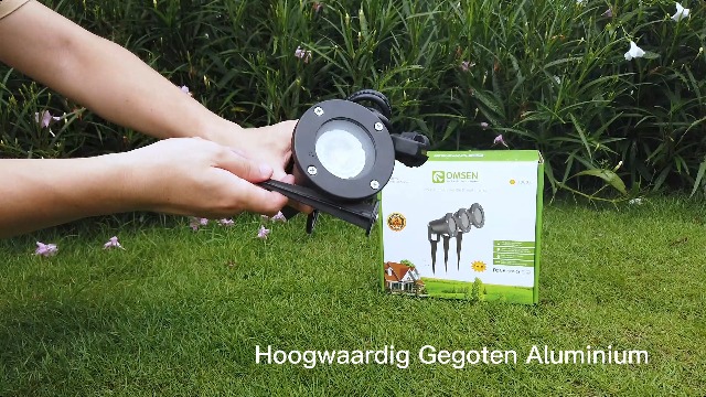 OMSEN Tuinspots met grondpen, 7W GU10 Groen licht, Robuust Aluminium, Vervangbare GU10 Lampe, IP67 Waterdicht, Prikspot met Stekker, LED Tuinspot met grondspies voor Tuin, Boom, Gazon en Planten