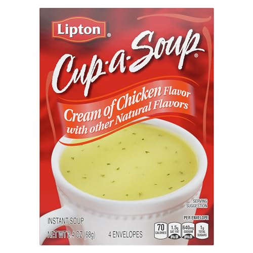 Image of SOUP SECRETS Lipton Instant-Soup Cream of Chicken For a Warm Cup of-Soup Only 60 Calories Per Serving 2.4 oz (Pack of 48)